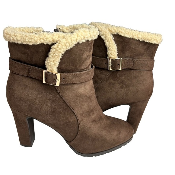 Impo Shoes - IMPO Oralia  Textil  Brown Suede Heeled Booties Sz 11